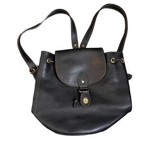Mark Cross Leather Backpack with Cinch and Magnetic Closure
